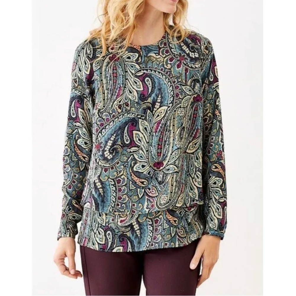 J Jill Floral Paisley Long Sleeve Layered tunic top